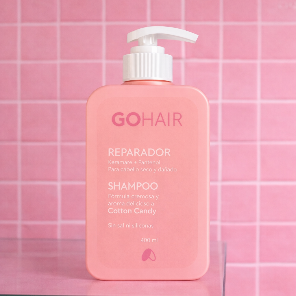 Shampoo Reparador Cotton Candy 400 ml Go Hair – Cuidado Capilar Vegano