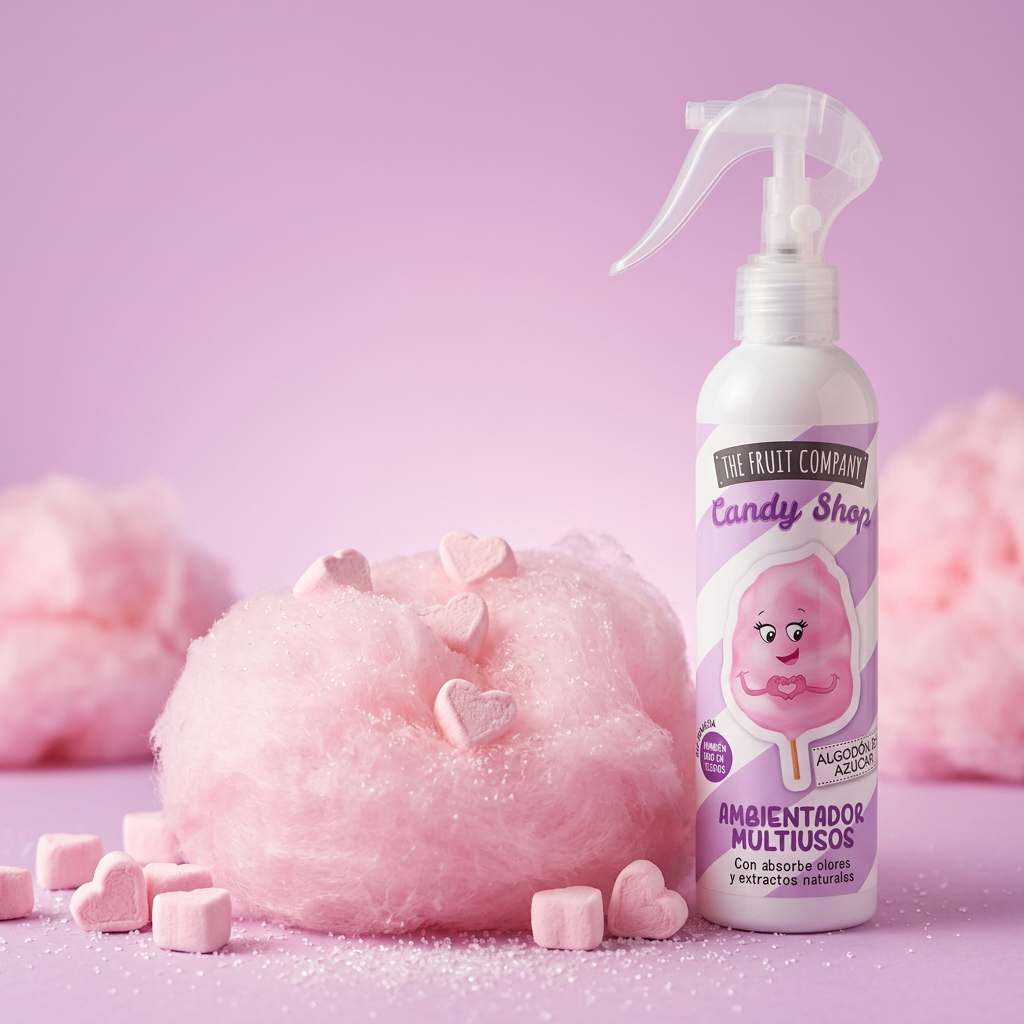 Detalle del aroma algodón de azúcar del Spray Hogar Cotton Candy The Fruit Company