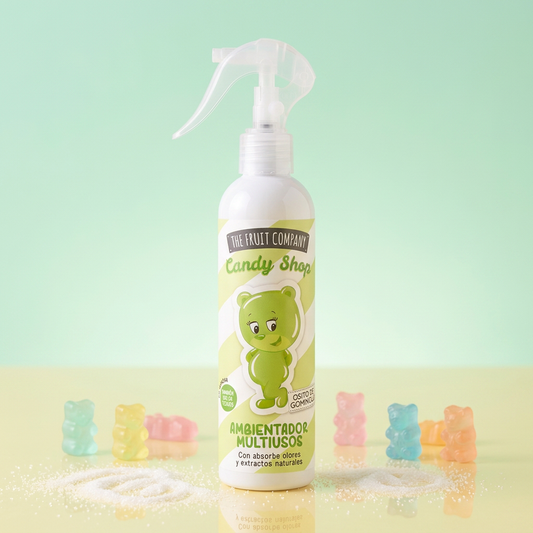 Spray Hogar Osito de Gomita 200 ml The Fruit Company sobre set de ositos de gomita